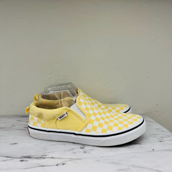 Vans Classic Yellow Checkered Slip On Shoes Missy Size 6 - Picture 4 of 10